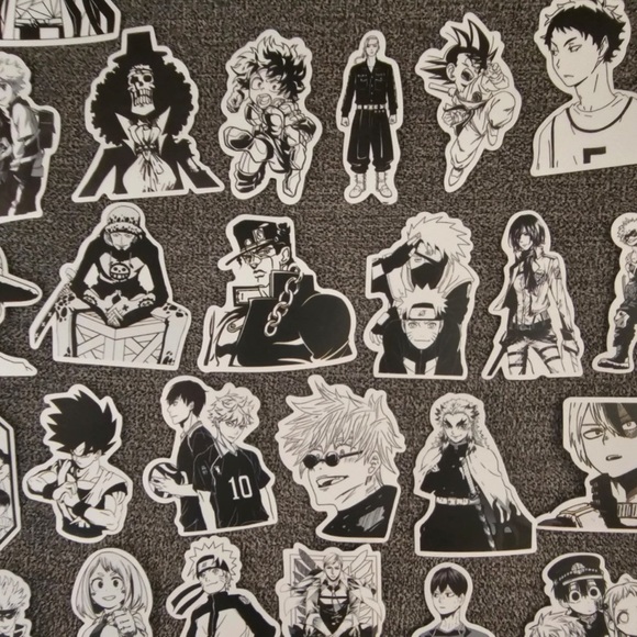 Black & White Mixed Anime Sticker Set 50 pcs - Picture 3 of 6